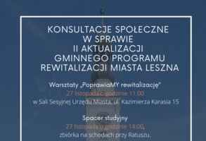 Rozpoczynamy konsultacje Gminnego Programu Rewitalizacji Miasta Leszna na lata 2017-2027